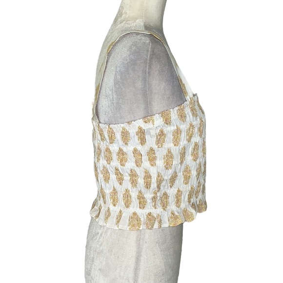 NWOT J. Crew White Smocked Crop Tank Tube Top in Gathered Floral Block Print - L - Picture 8 of 15